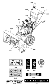 Decals Group Diagram and Parts List for 1695857-MH61900 2010 Briggs and Stratton Snow Blower